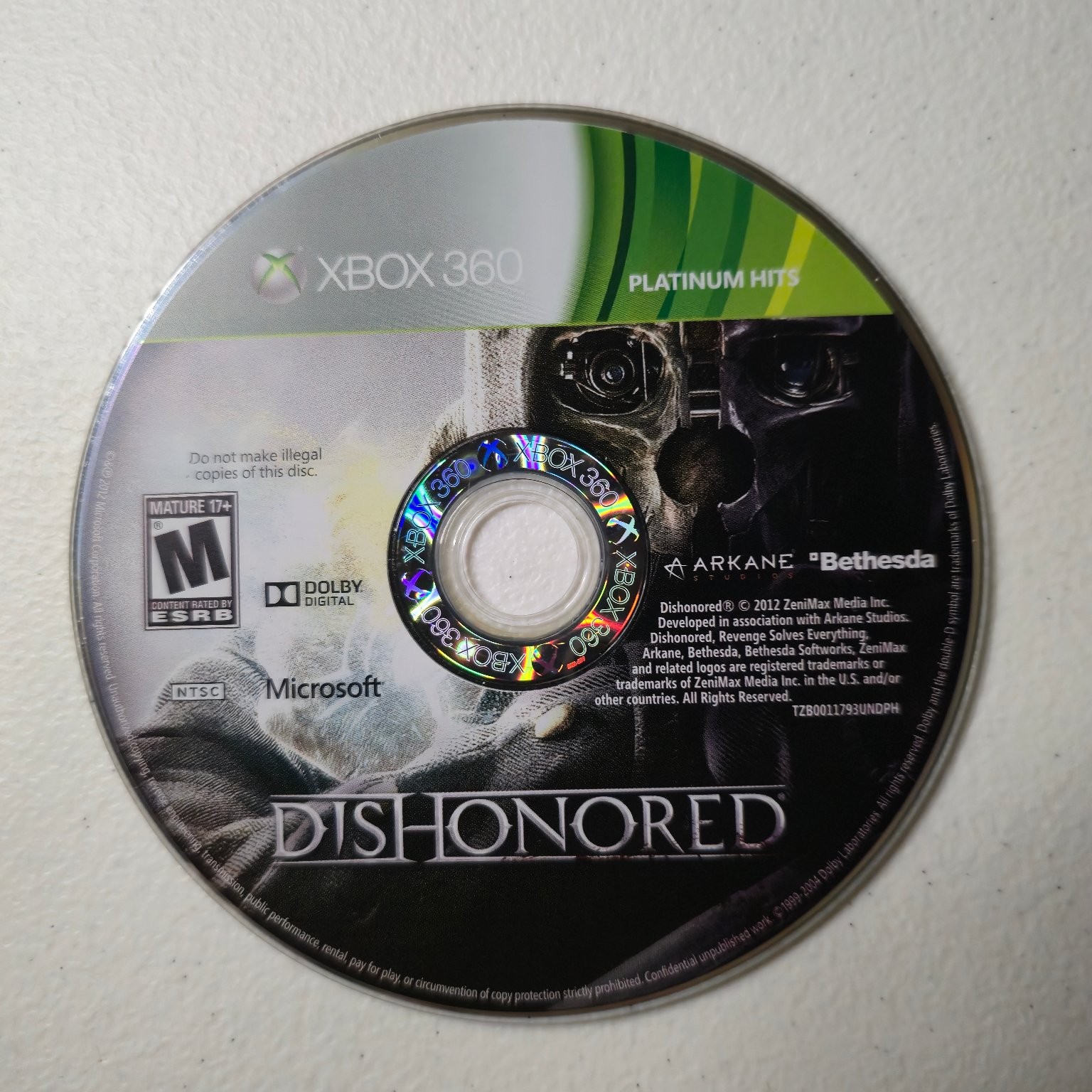 Dishonored Platinum Hits Xbox 360 Video Game M Mature 17+