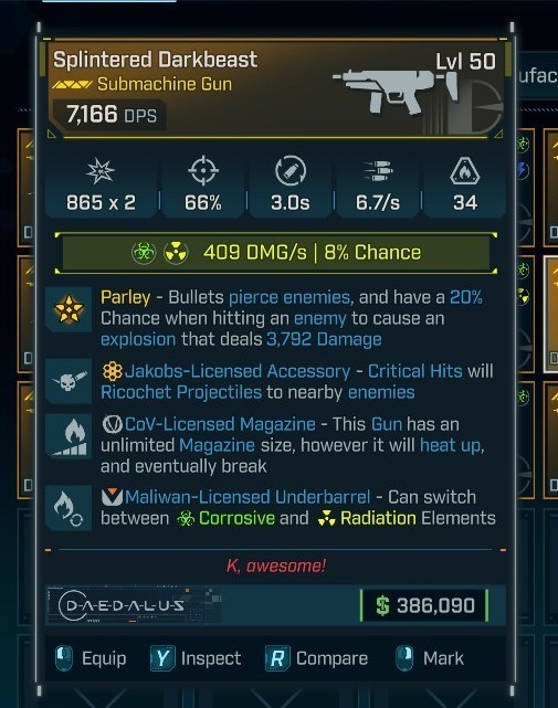 🔥Borderlands 4 [PS5/XBOX/PC] Daedalus Dark Beast SMG God Roll El Set x15 LVL 50
