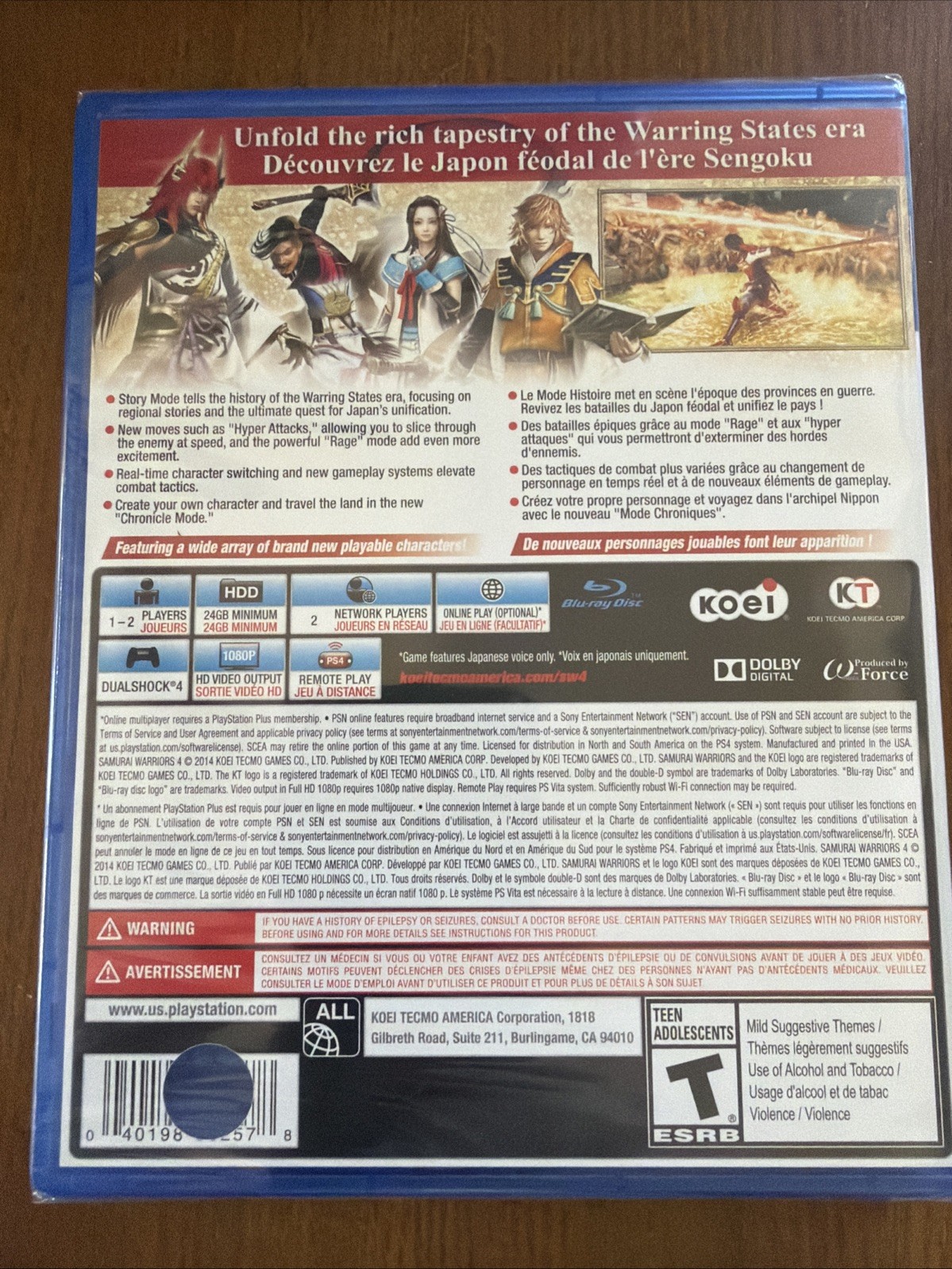 SAMURAI WARRIORS 4 FOR PLAYSTATION 4, FACTORY SEALED
