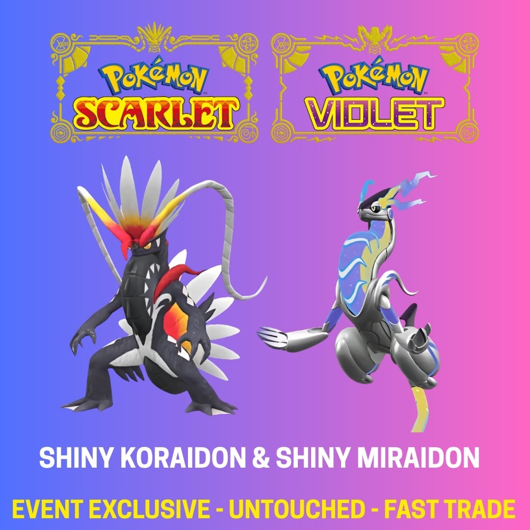 Pokemon Scarlet & Violet SHINY KORAIDON & MIRAIDON Lv 100 TRADE GameStop Event