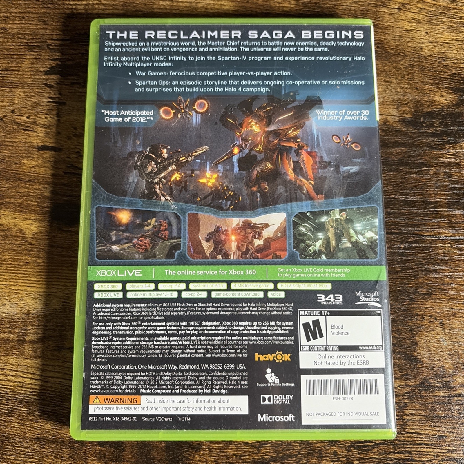 Halo 4 Microsoft Xbox 360, 2012 M- Mature