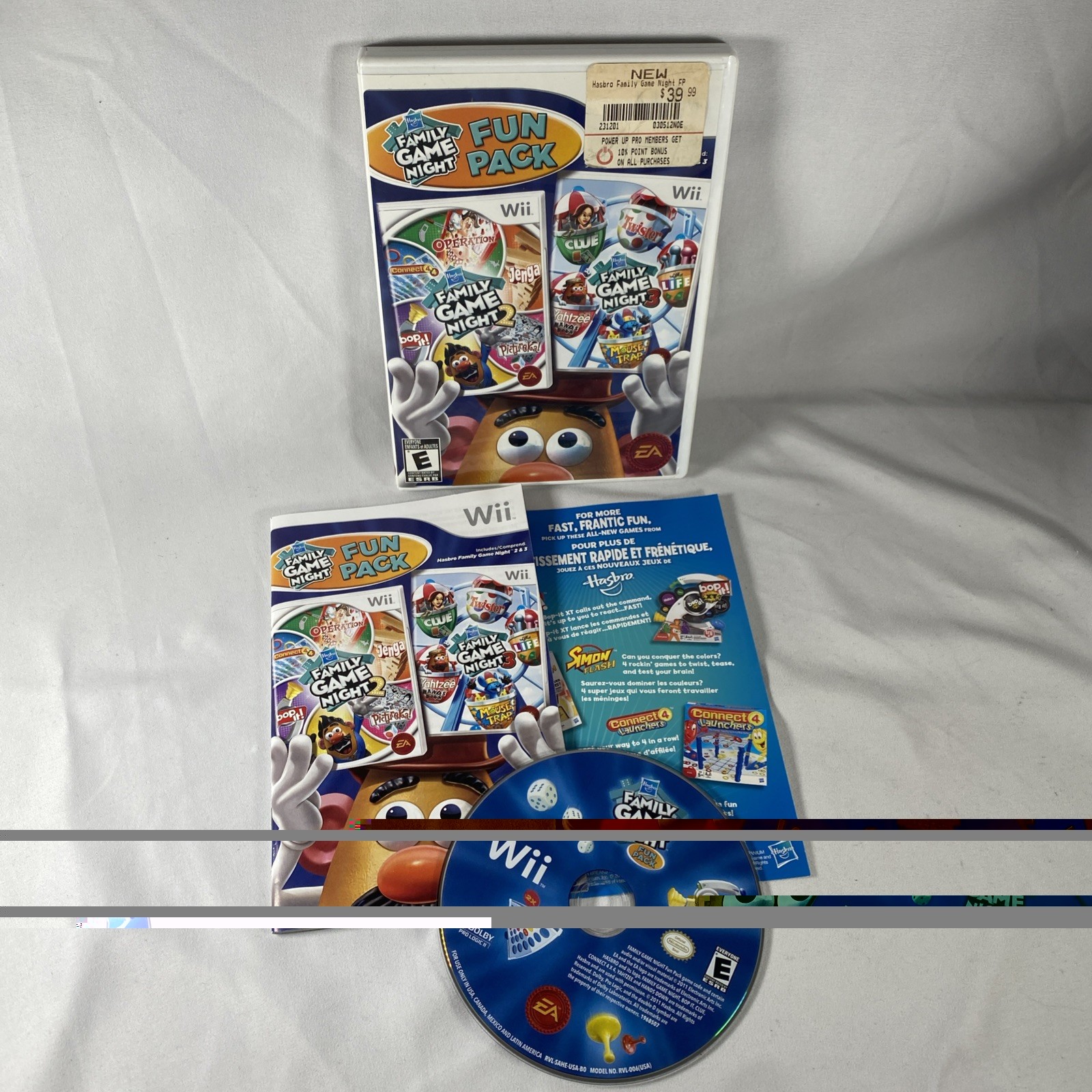 Hasbro Family Game Night Fun Pack ( Nintendo Wii, 2011 ) – CIB – Tested