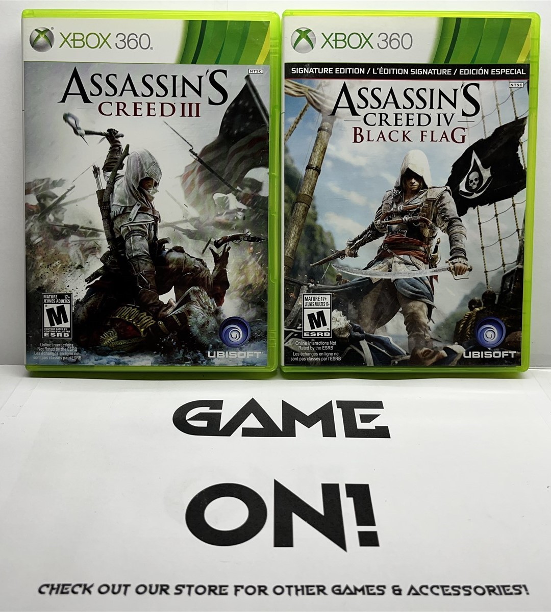 Xbox 360 Game Lot Bundle – Assassin’s Creed 3, 4 Black Flag – Complete Free Ship
