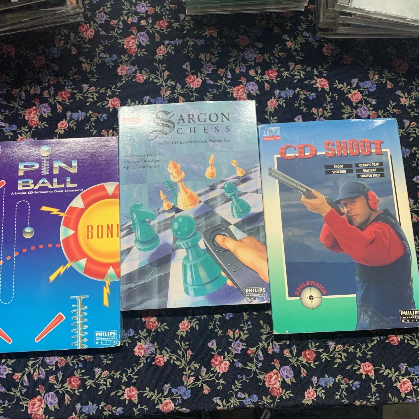 Philips CD-i Video Game Lot Pinball Argon Chess CD Shoot Complete Retro