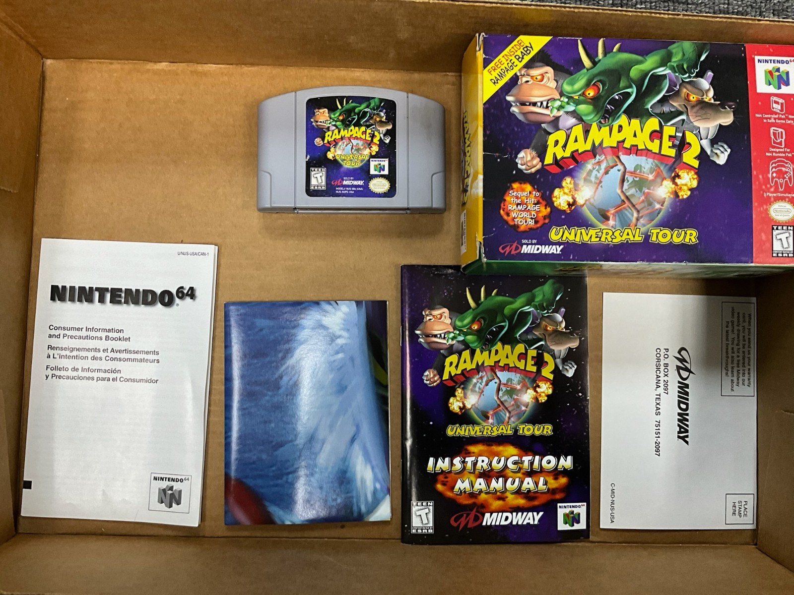 Rampage 2 Big Box Variant No Plush Nintendo 64 N64 Complete In Box CIB Near Mint