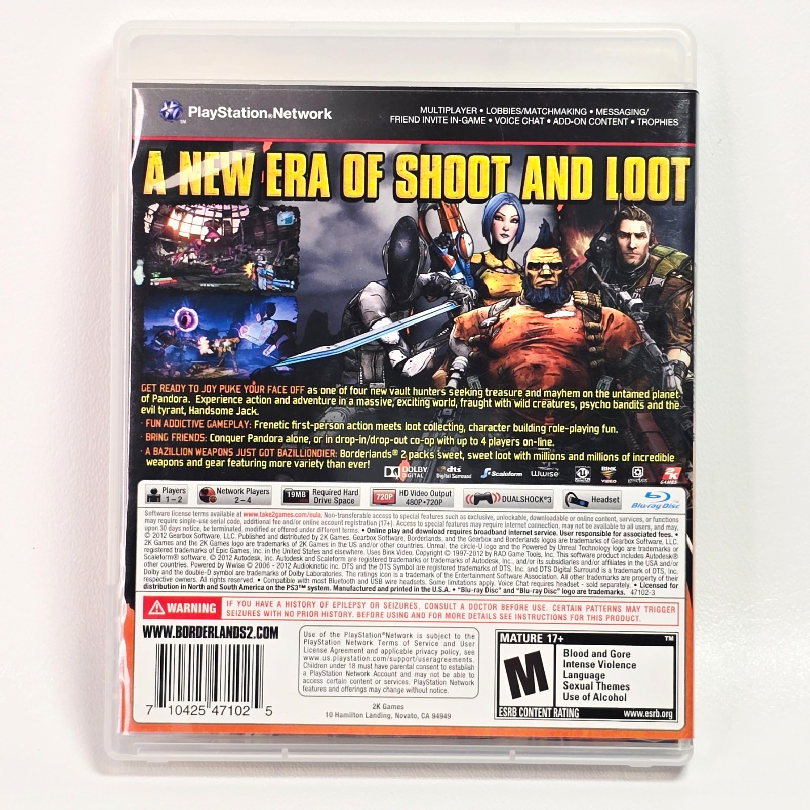 2012 Sony PlayStation Borderlands 2 Gearbox Software With Manual – TESTED