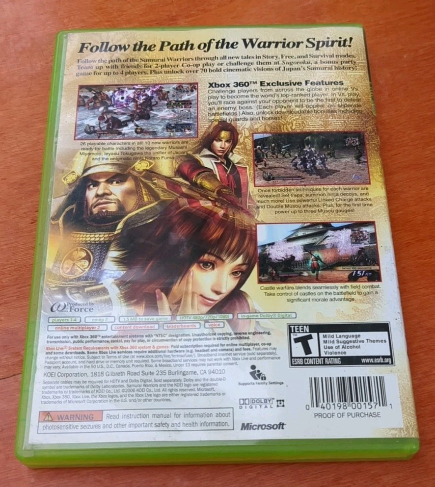 Samurai Warriors 2 Microsoft Xbox 360 Koei Corporation Omega Force Dolby Digital