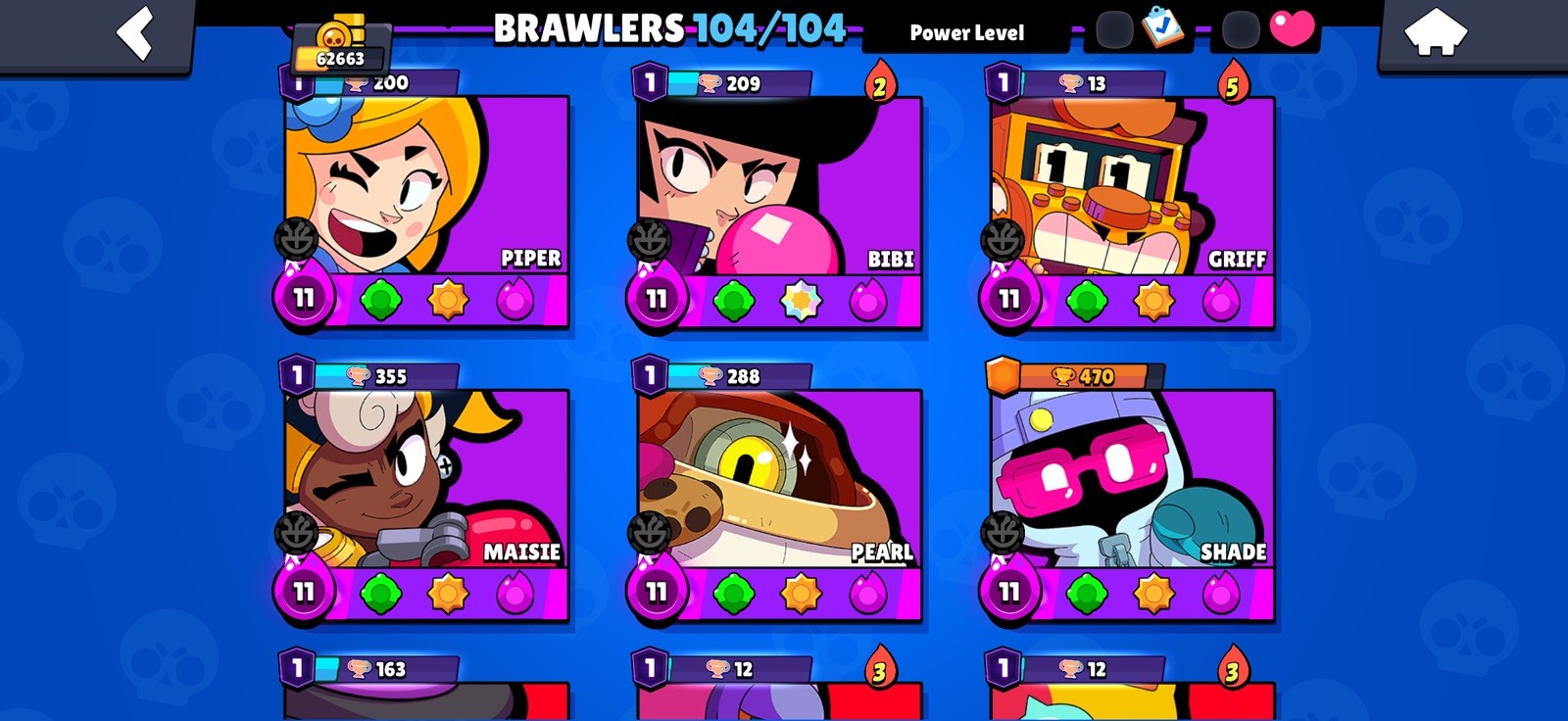 62K TROPHY/35Max Brawler/25Hyper/ 104/104Brawler/7 LEG/13 Mithic/77 Epic/Cheap