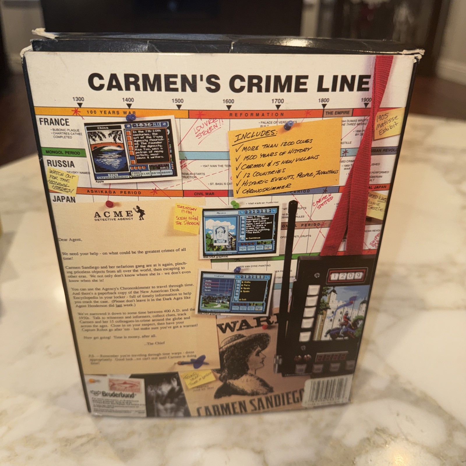 VTG 1989 Brøderbund Where In Time Is Carmen Sandiego? Game IBM/Tandy Disks NICE