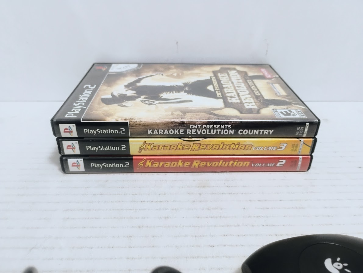 SONY PLAYSTATION 2 PS2 KARAOKE REVOLUTION 3 GAME LOT W LOGITECH MIC READ!!!!!