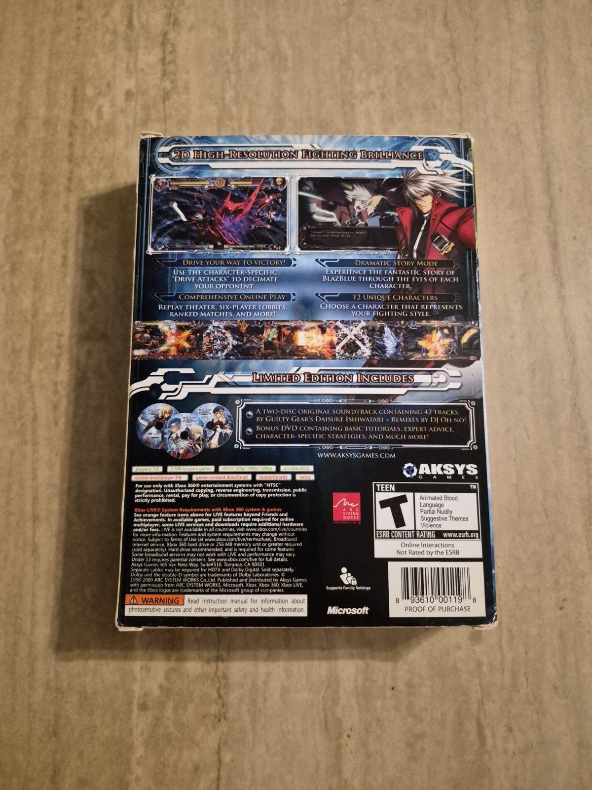 BlazBlue Calamity Trigger Limited Edition Xbox 360 Complete CIB