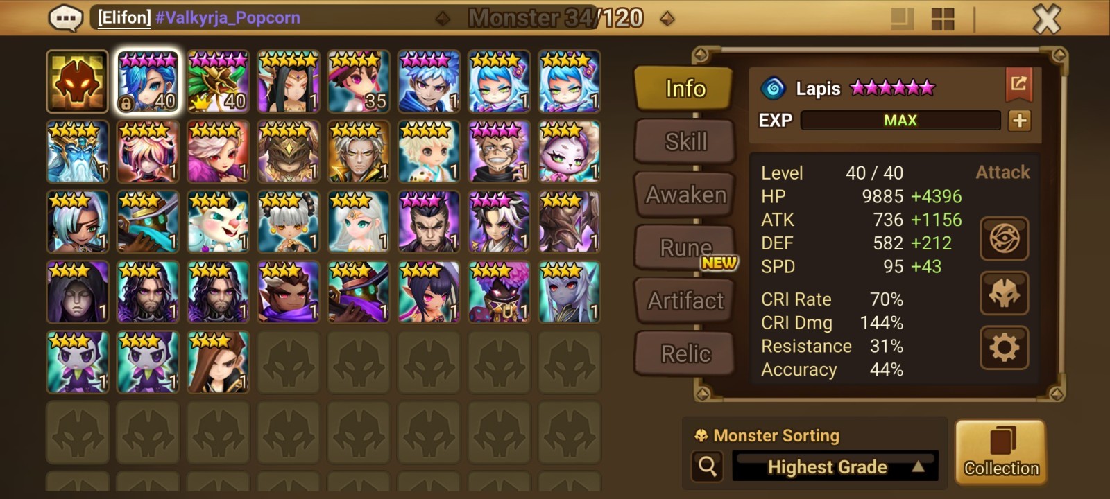 Summoners War Europe Account 3LD5 Yeonhong+Nyx+Nigong. EU