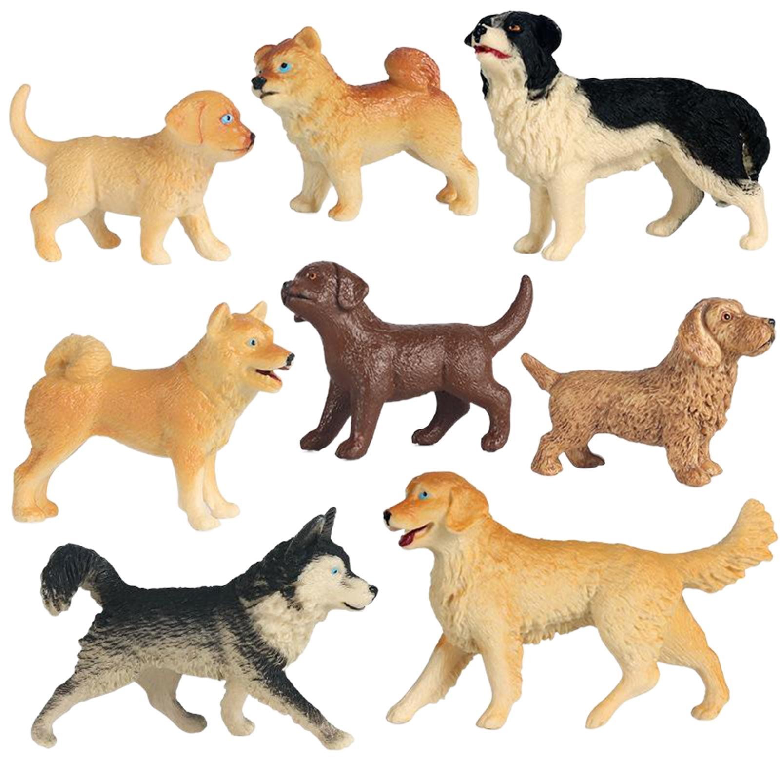 8pcs/kit Simulated Dog Model Decor Toy Miniature Dollhouse Decor Cake Topper
