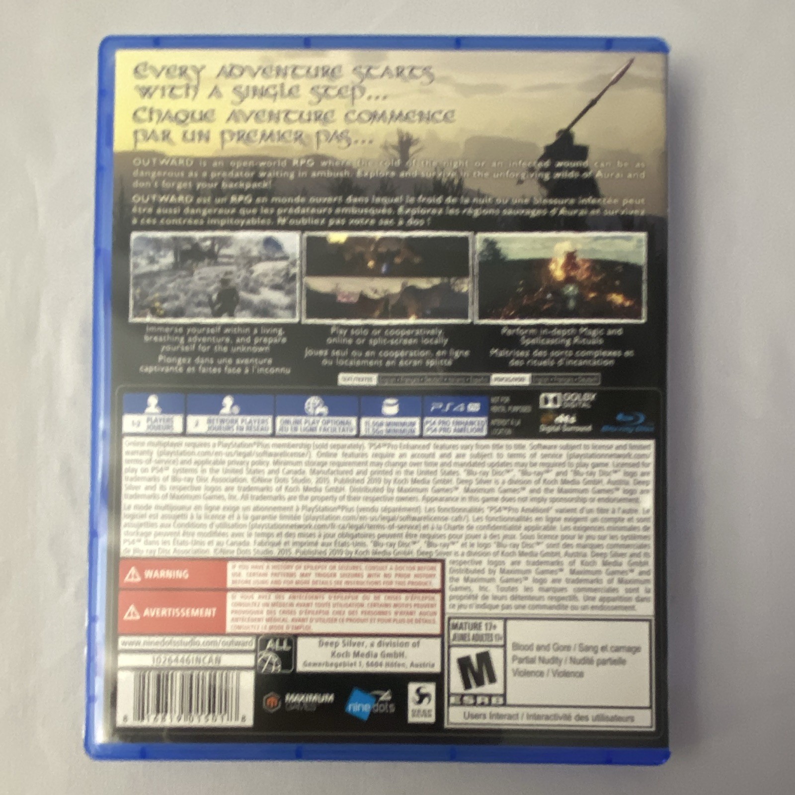 Deep Silver Outward PS4 M Role Playing Multiplayer Online NTSC-U/C Case Disc