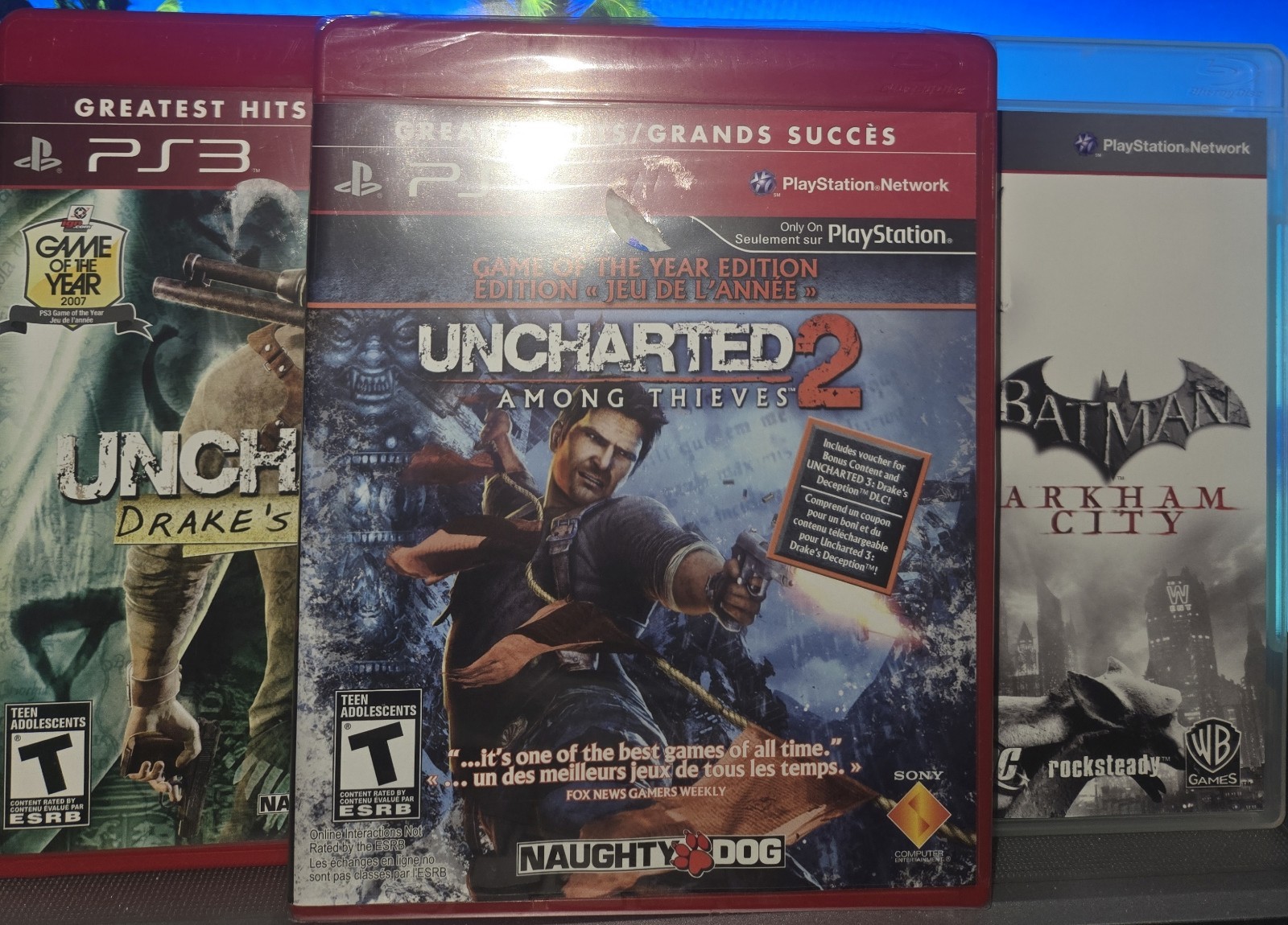 Uncharted 2 Among Thieves Brand New+Uncharted Drake’s Fortune+Batman Arkham City