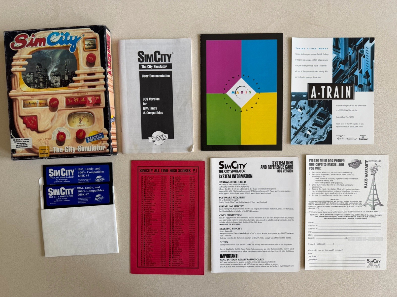 1991 Sim City, The City Simulator Game – Maxis IBM/PC Big Box 5.25 Floppy