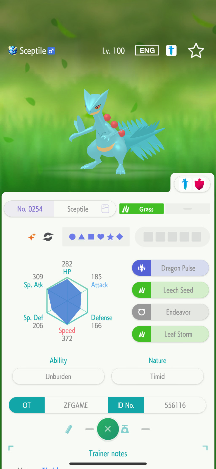 ✨6IV SHINY Sceptile + EVS🚀 POKEMON HOME✨Champions✨Online delivery⚡