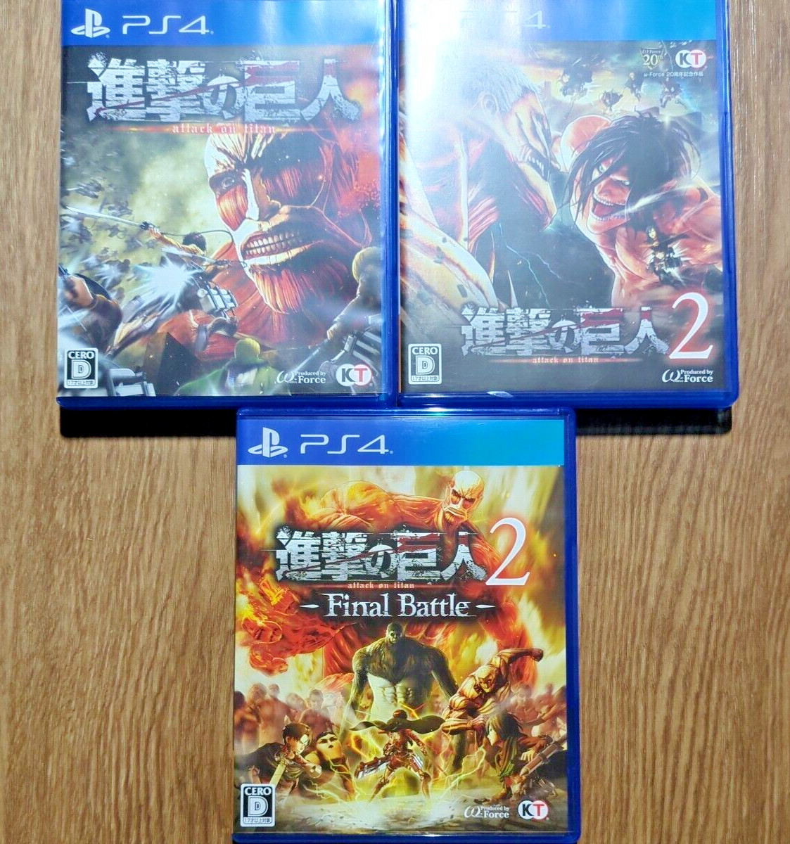 Lot 3 Attack On Titan 1 + 2 ＋The Final Battle set PS4 Shingeki no Kyojin Japan