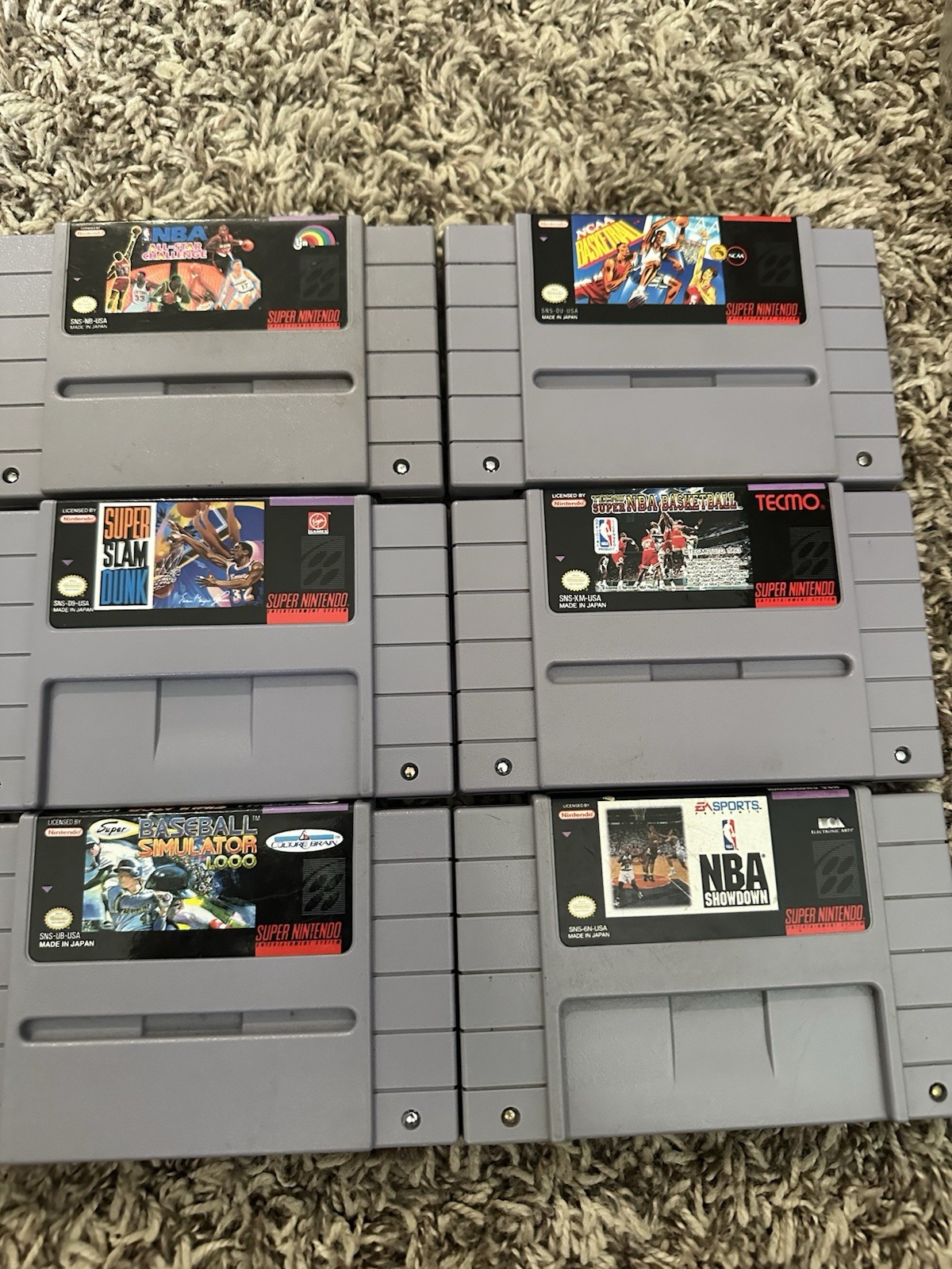 Super Nintendo SNES 6Games Lot-NCAA NBA Tecmo super super slam dunk baseball