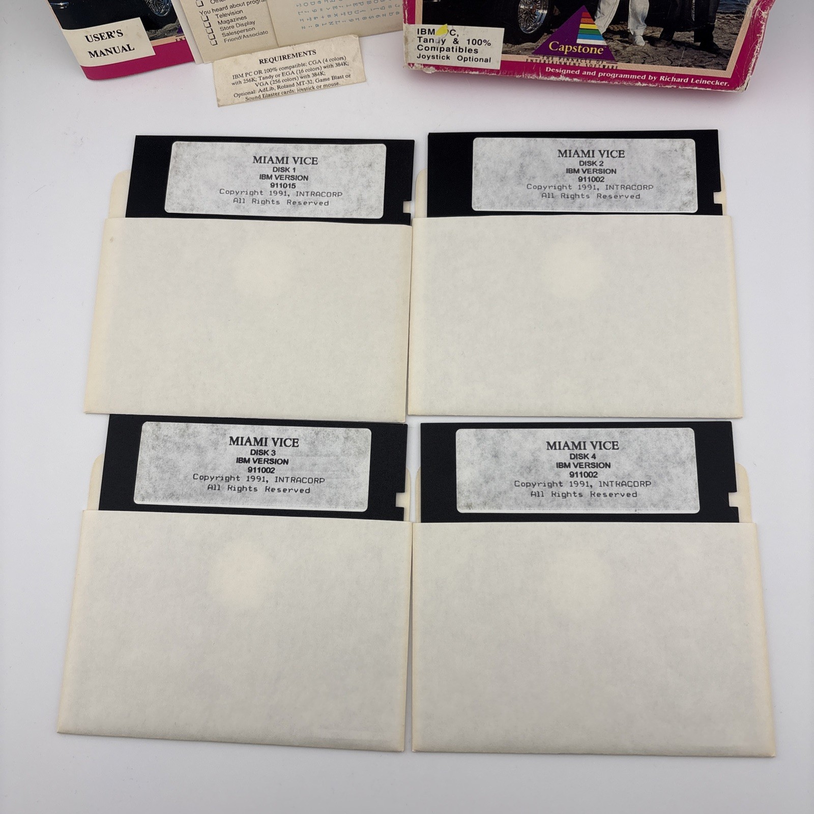 Miami Vice – IBM/PC/DOS Capstone (1989) Complete in Box 80’s TV Show