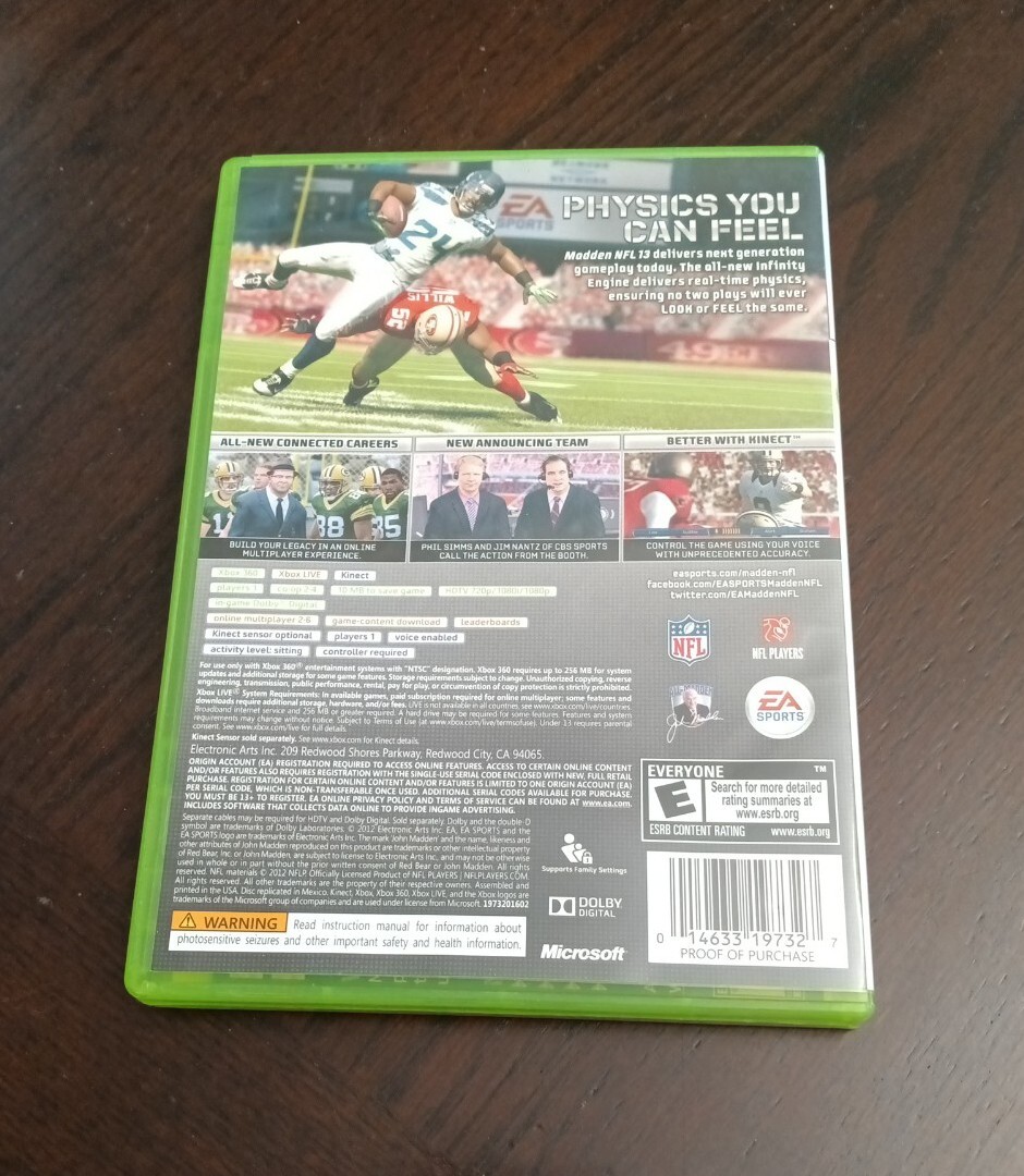 Madden NFL 13 (Microsoft Xbox 360, 2012) Tested Complete Fast Ship Video Game