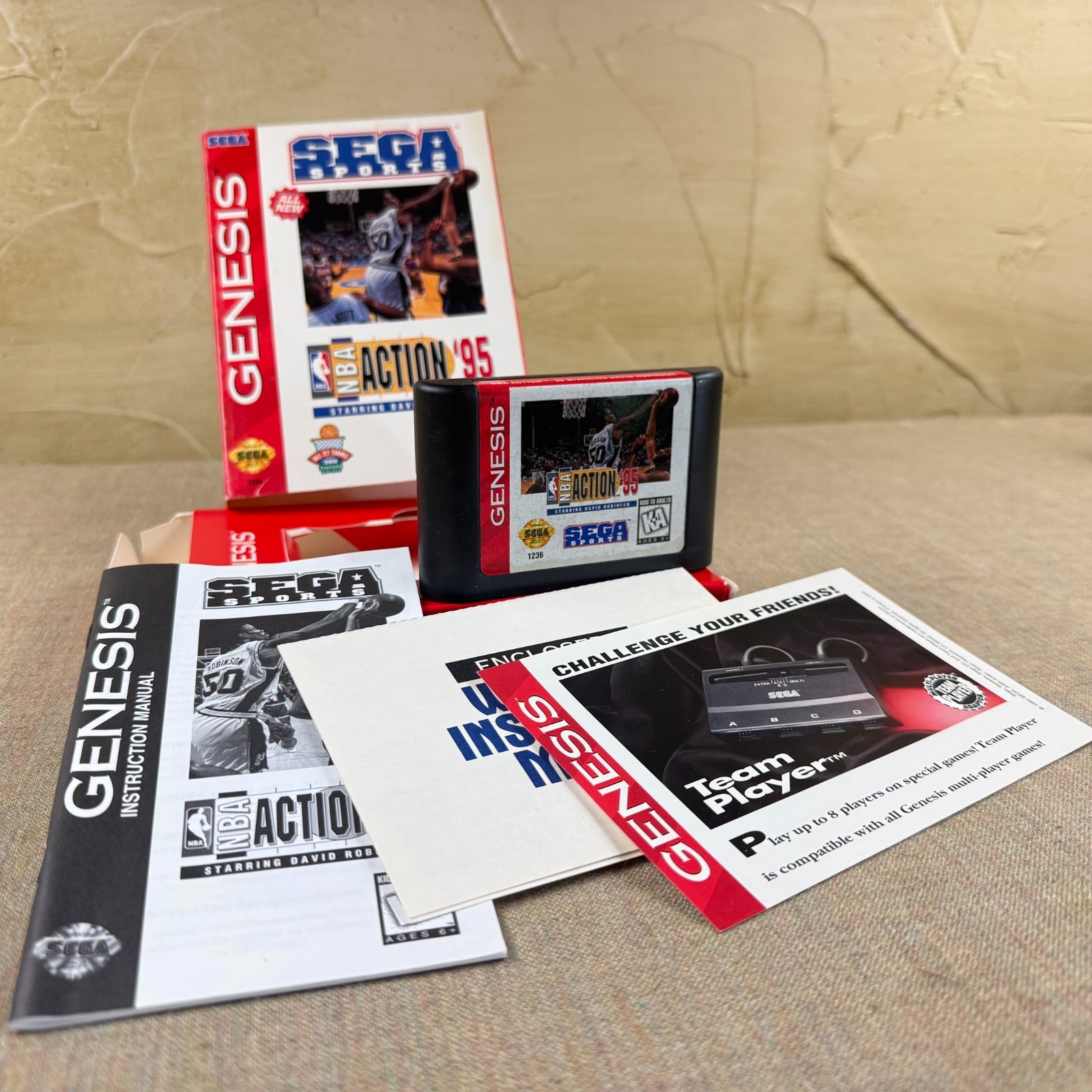 NBA Action ’95 Sega Genesis CIB Complete Manual Inserts Tested Working