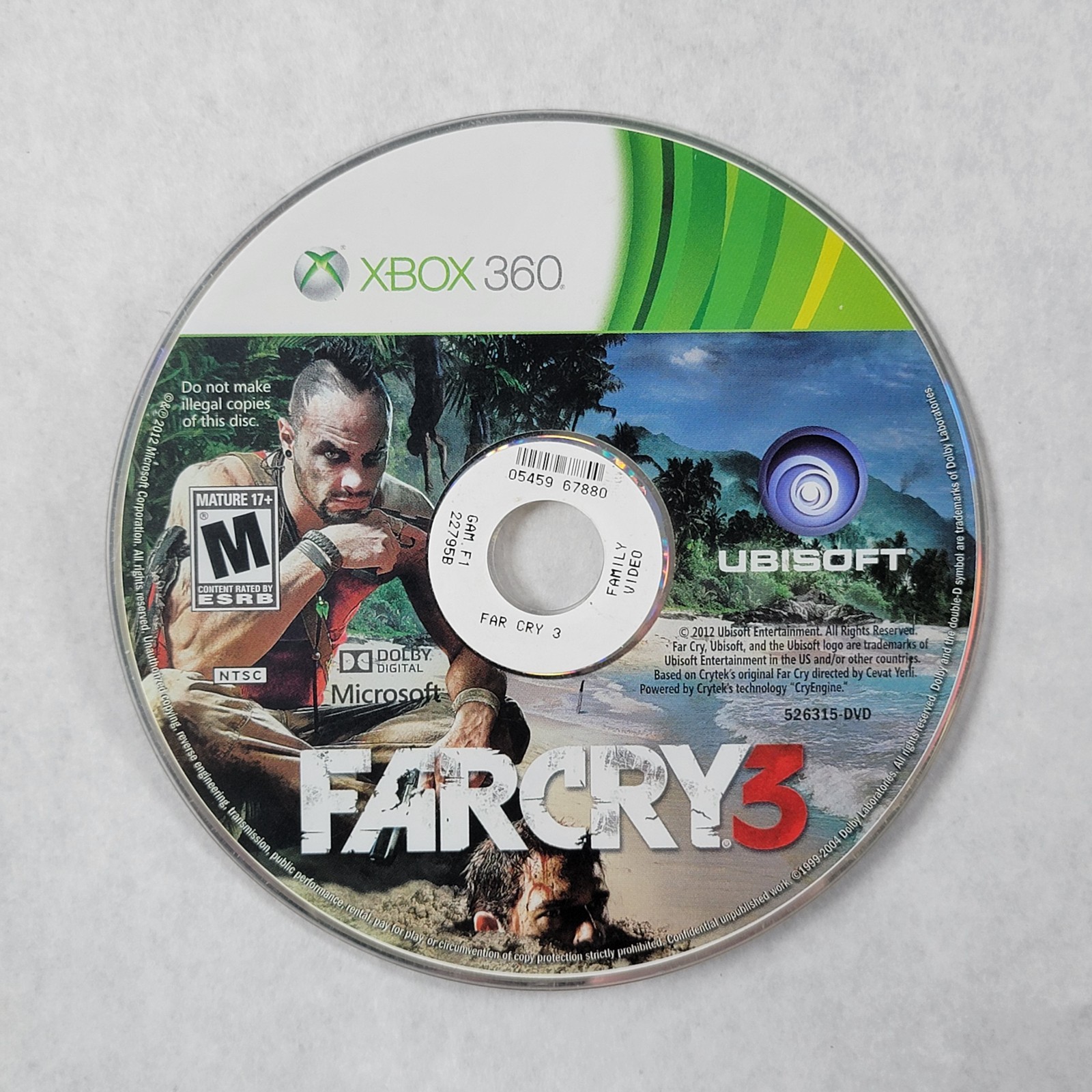 Far Cry 3 Microsoft Xbox 360 2012 Loose Disc Ubisoft