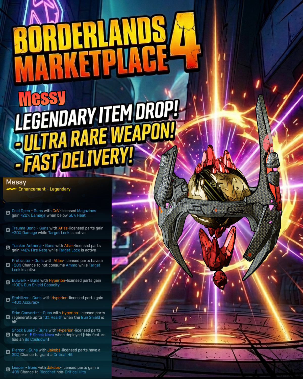 Borderlands 4⚡Modded Weapons Equipment 60 Level⚡PC-PS-XBOX⚡