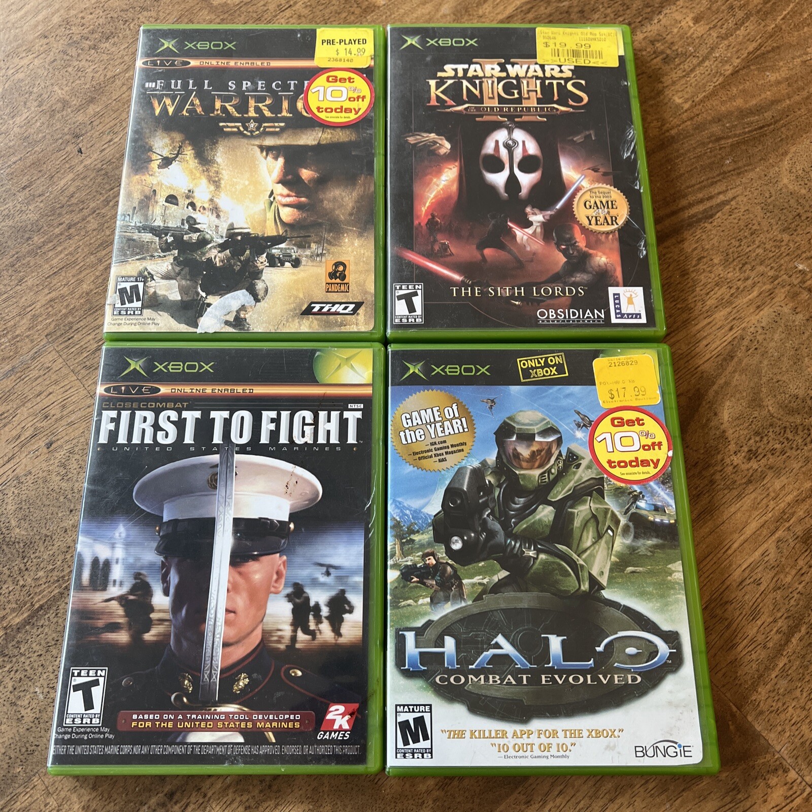 ORIGINAL XBOX 4 GAME SET – HALO COMBAT EVOLVED FIRST TO FIGHT FULL SPECTRUM +