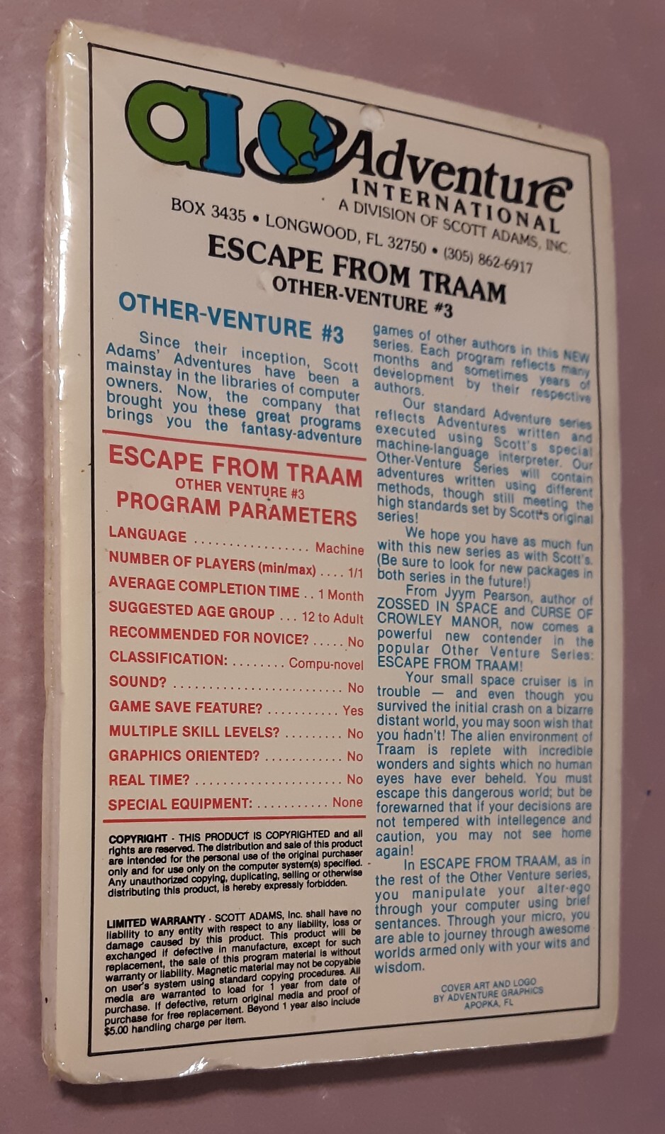 SEALED Other Venture #3 Escape From Traam Adventure International TRS-80 1981