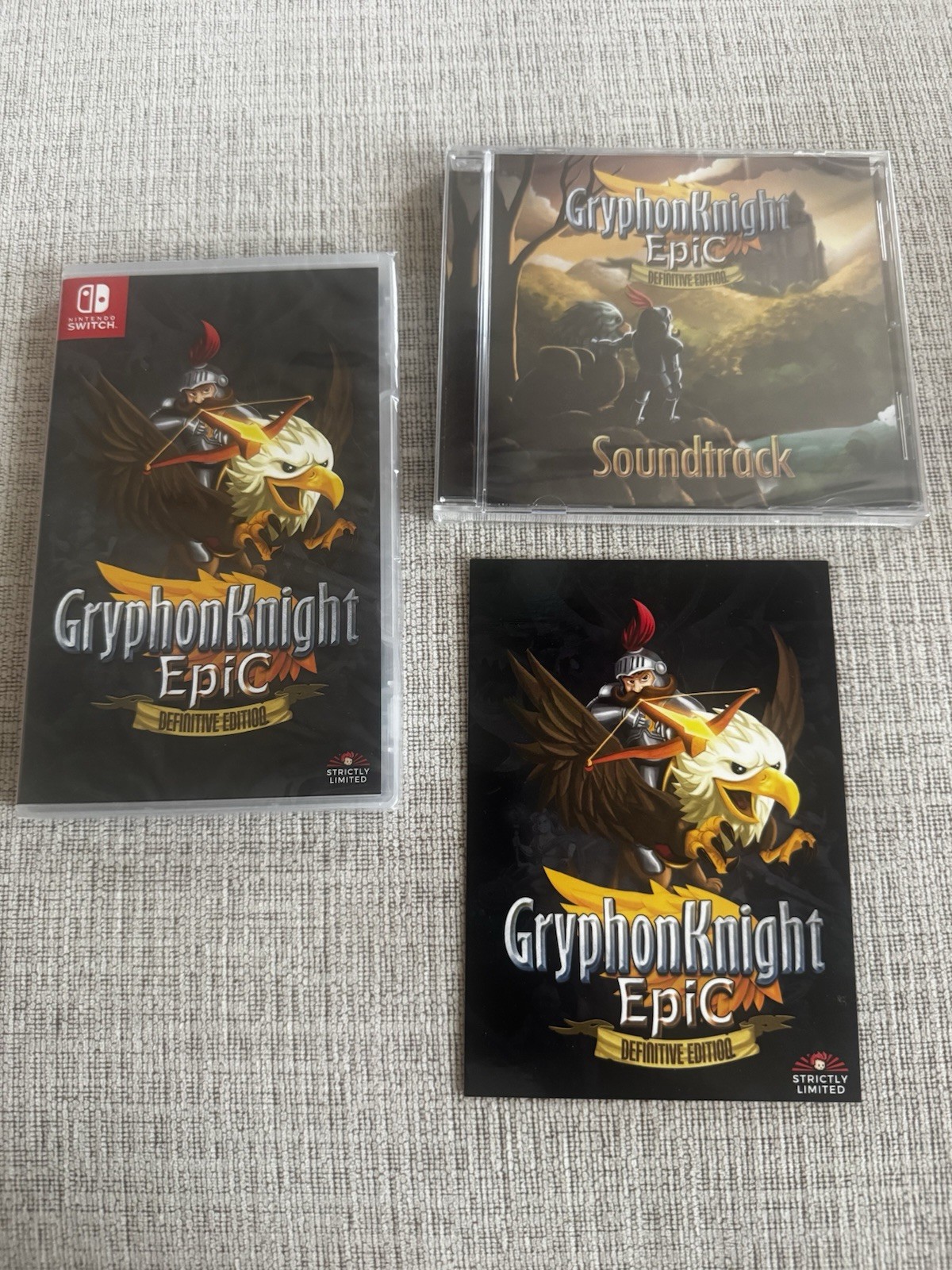New Sealed – Gryphon Knight Epic – Nintendo Switch – Soundtrack Postcard &Game