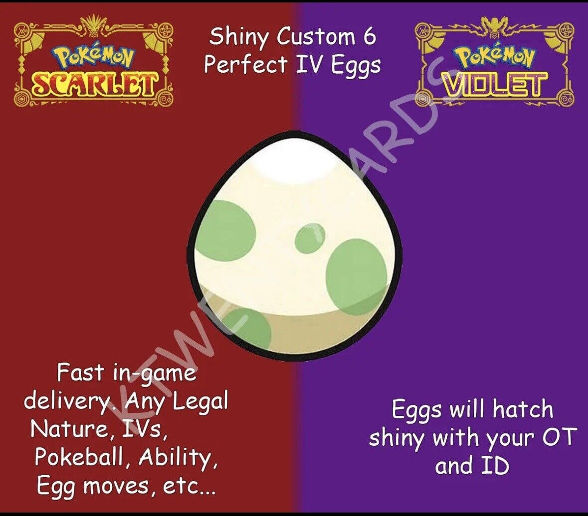 Pokemon SHINY CUSTOM EGG EGGS 6IV Paldea Pokedex Scarlet & Violet