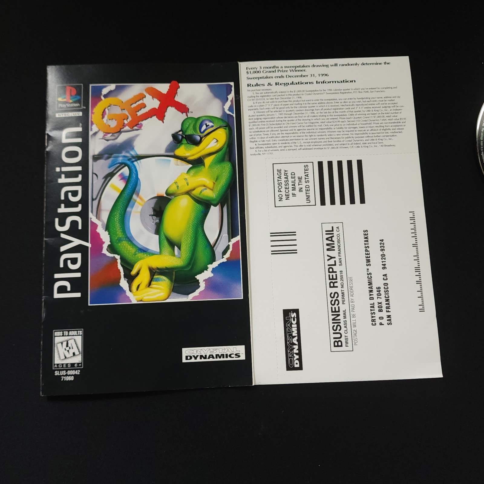 Gex (Sony PlayStation 1) PS1 Long Box CIB Complete Tested w/ Manual & Reg Card