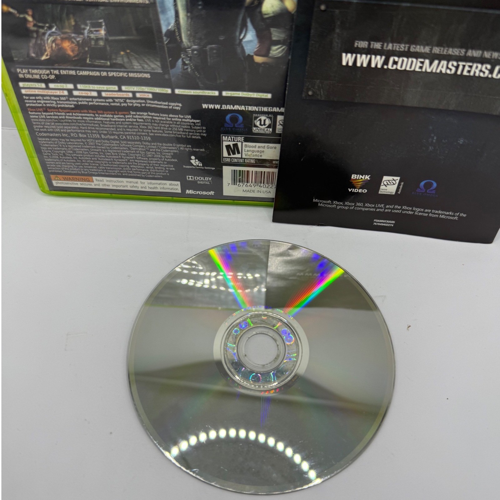 Damnation Microsoft Xbox 360 CIB Complete Tested
