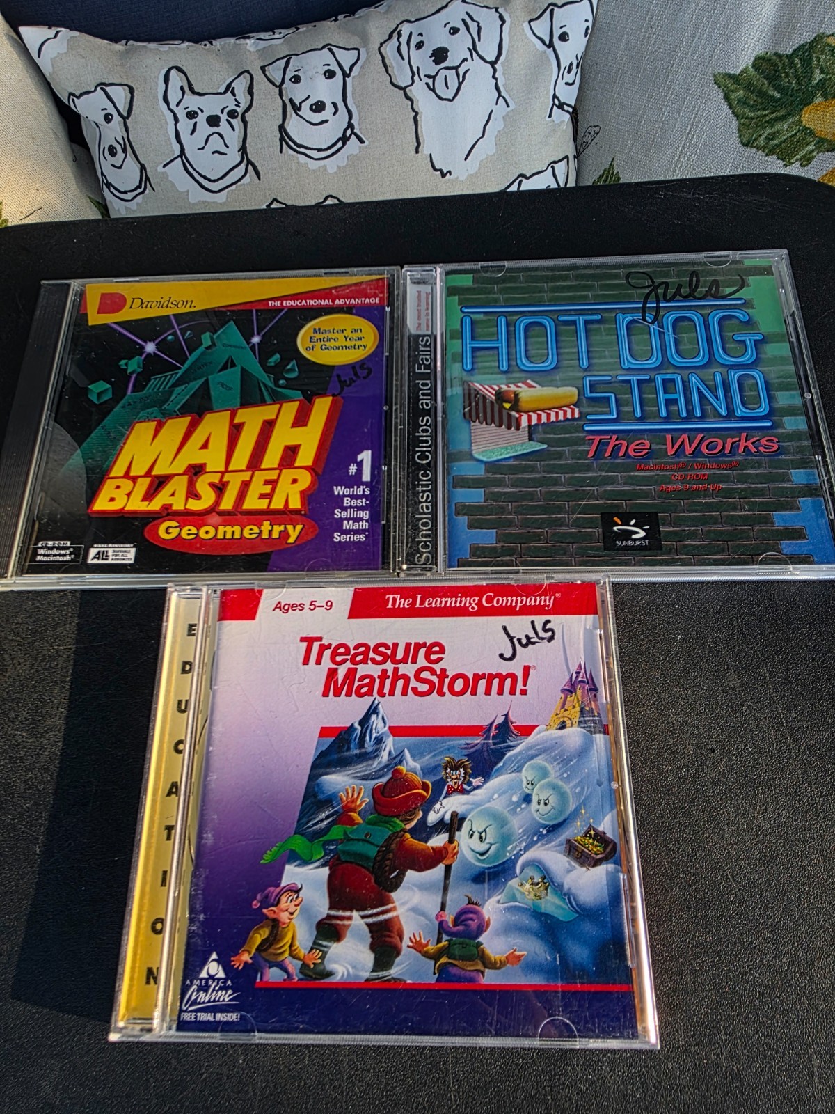 Vintage 90s Educational PC & Mac Game Lot: Math Blaster Geometry, Hot Dog Stand