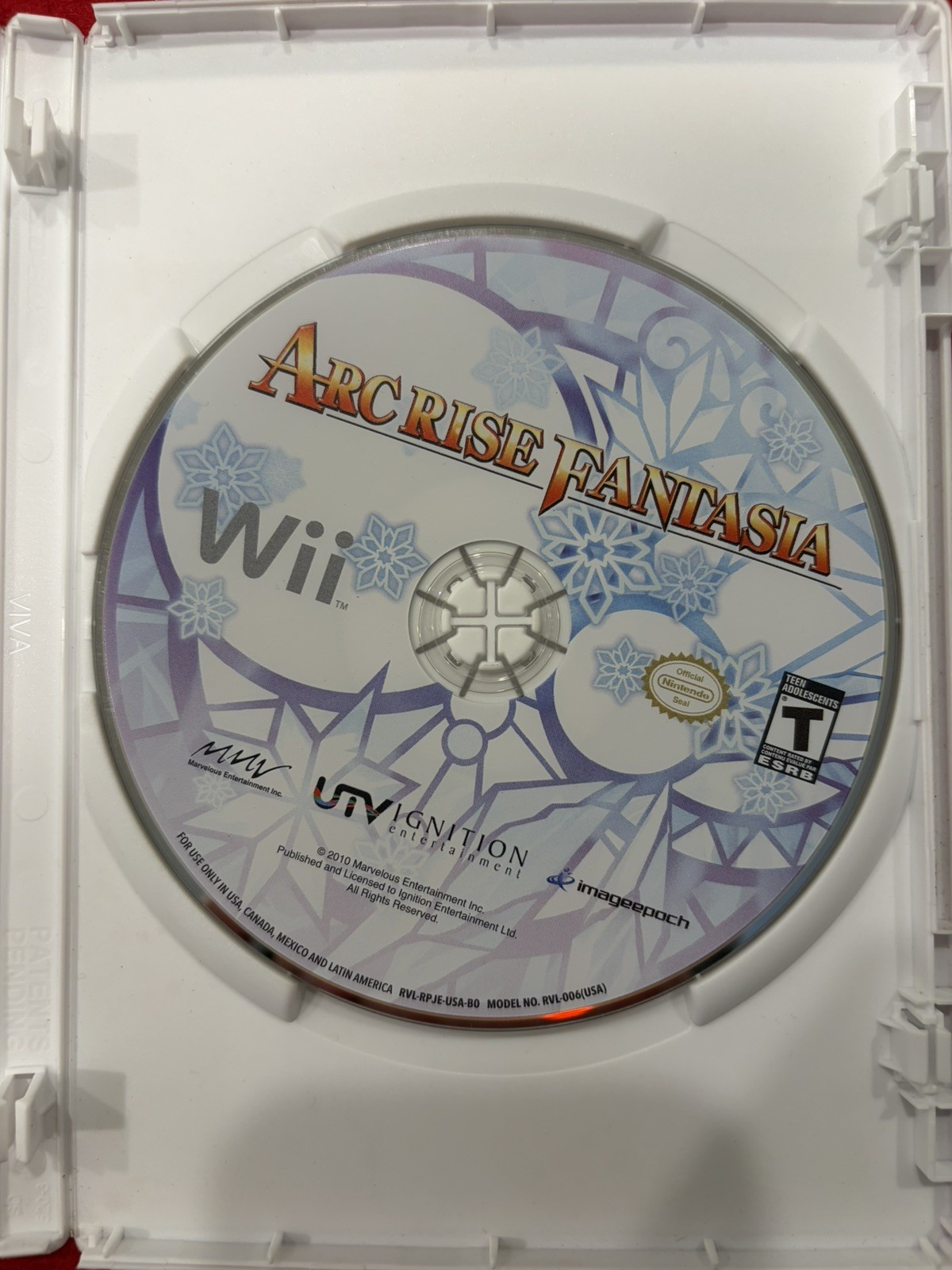 Arc Rise Fantasia (Nintendo Wii, 2010) Tested *Disc Only* VG Condition