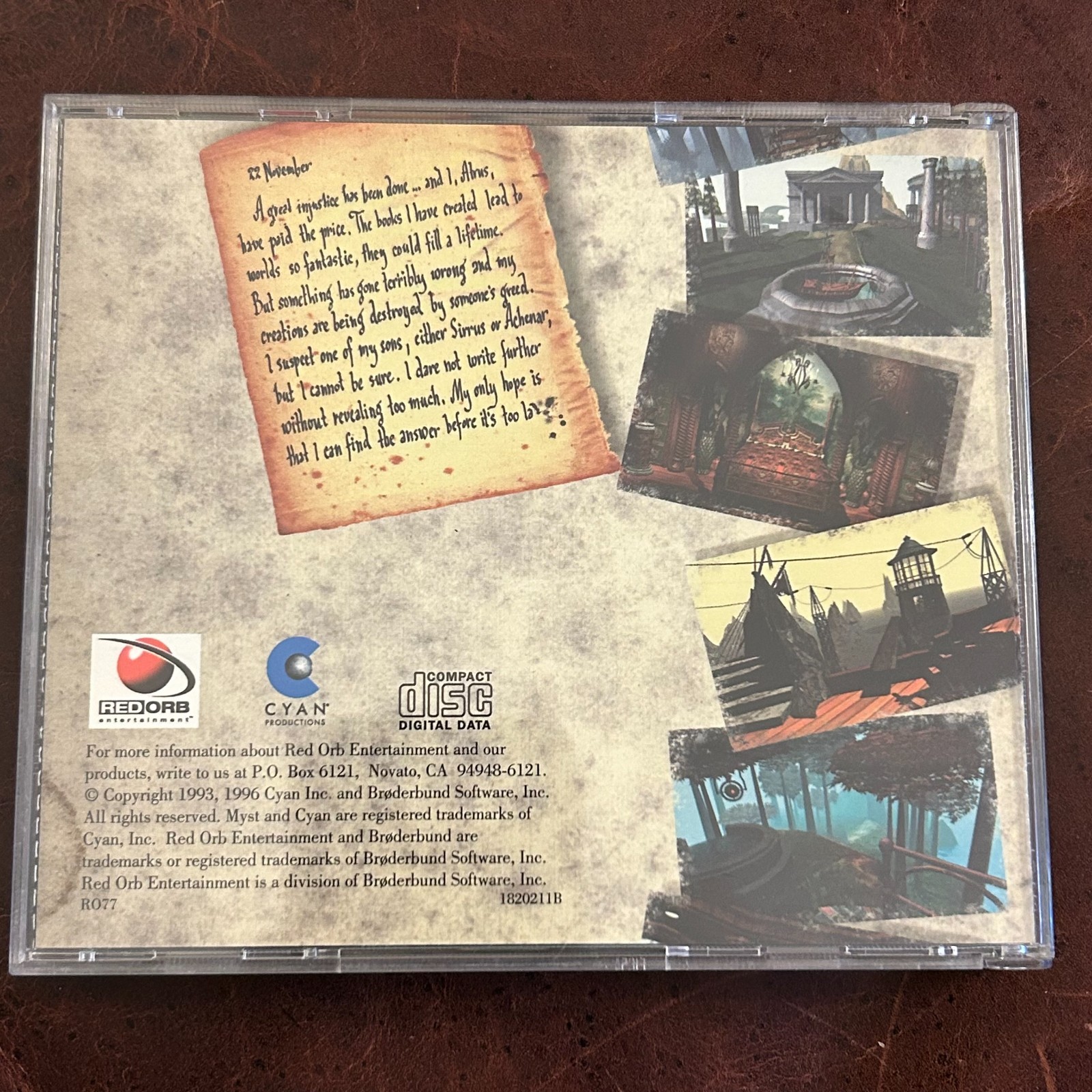 Myst PC CD-ROM Brøderbund MPC Windows 1994 Edition Cyan, Inc Vintage W/ Manual