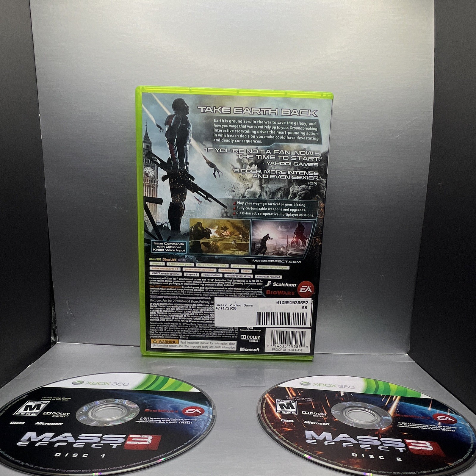 EA Mass Effect 3 Xbox 360 Role Playing Game Mass Effect Series M Mature Manual