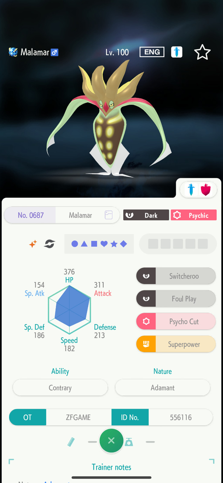 ✨6IV SHINY Malamar + EVS🚀 POKEMON HOME✨Champions✨Online delivery⚡