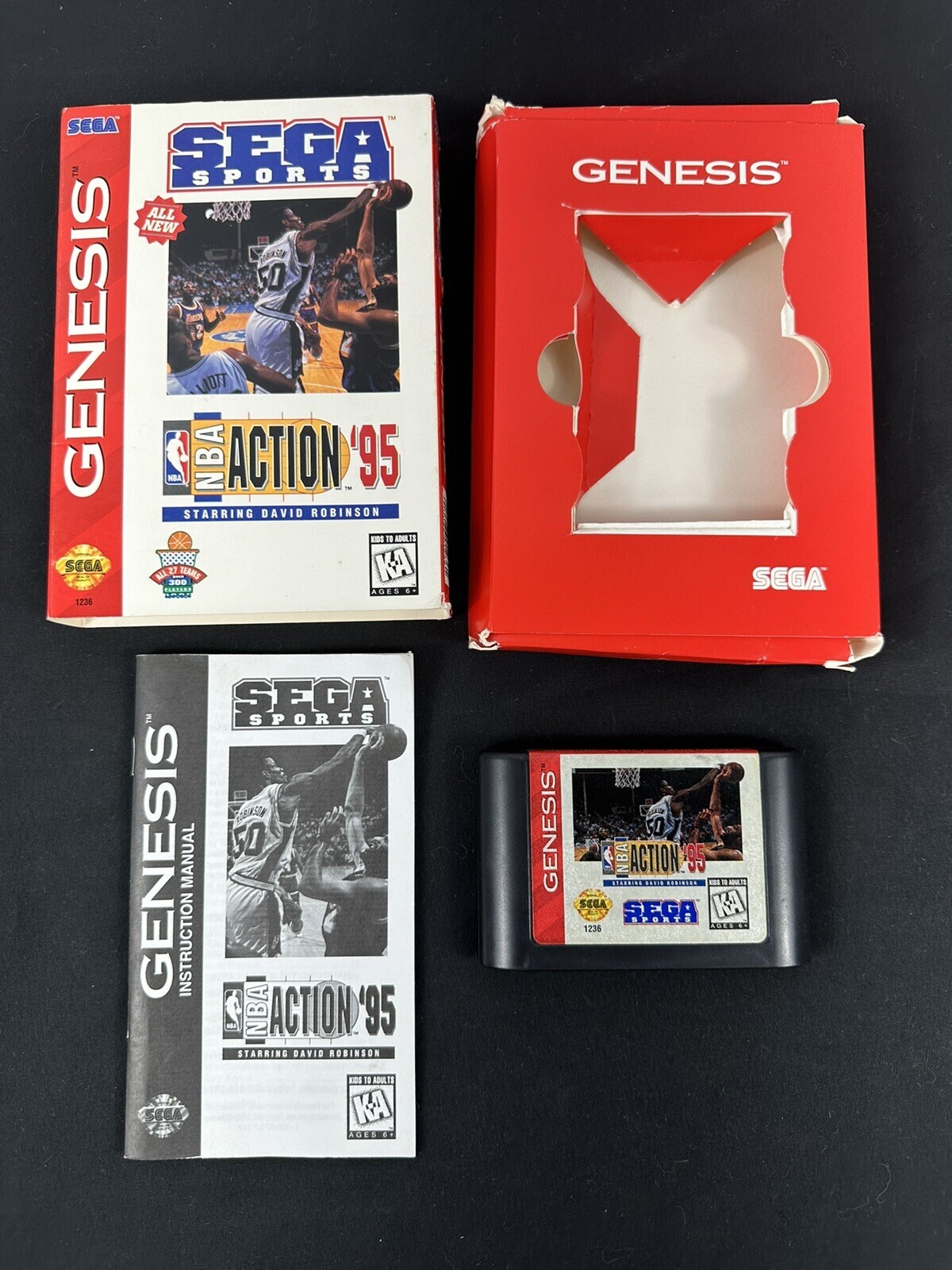 NBA Action 95 Starring David Robinson – Sega Genesis Complete CIB + Manual