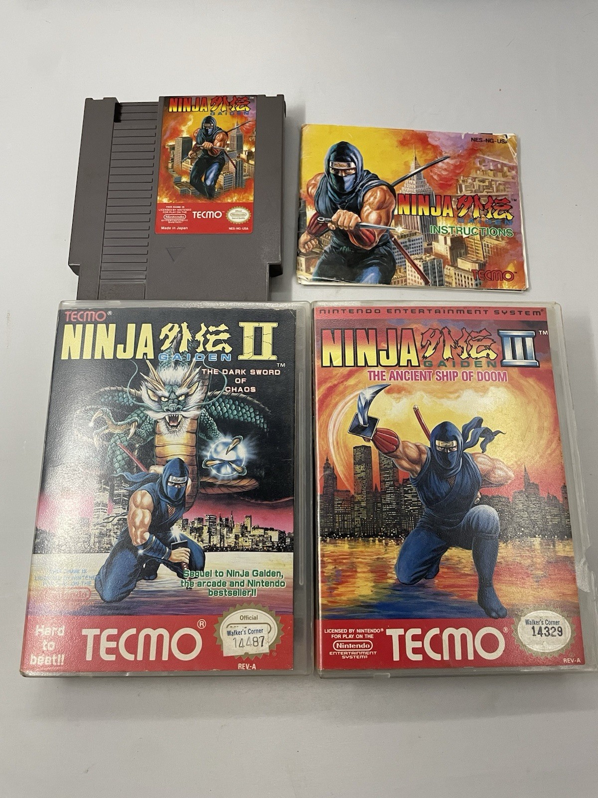 Ninja Gaiden 1, 2, & 3 Trilogy Nintendo NES Lot Of 3 Games + 1 Manual Authentic