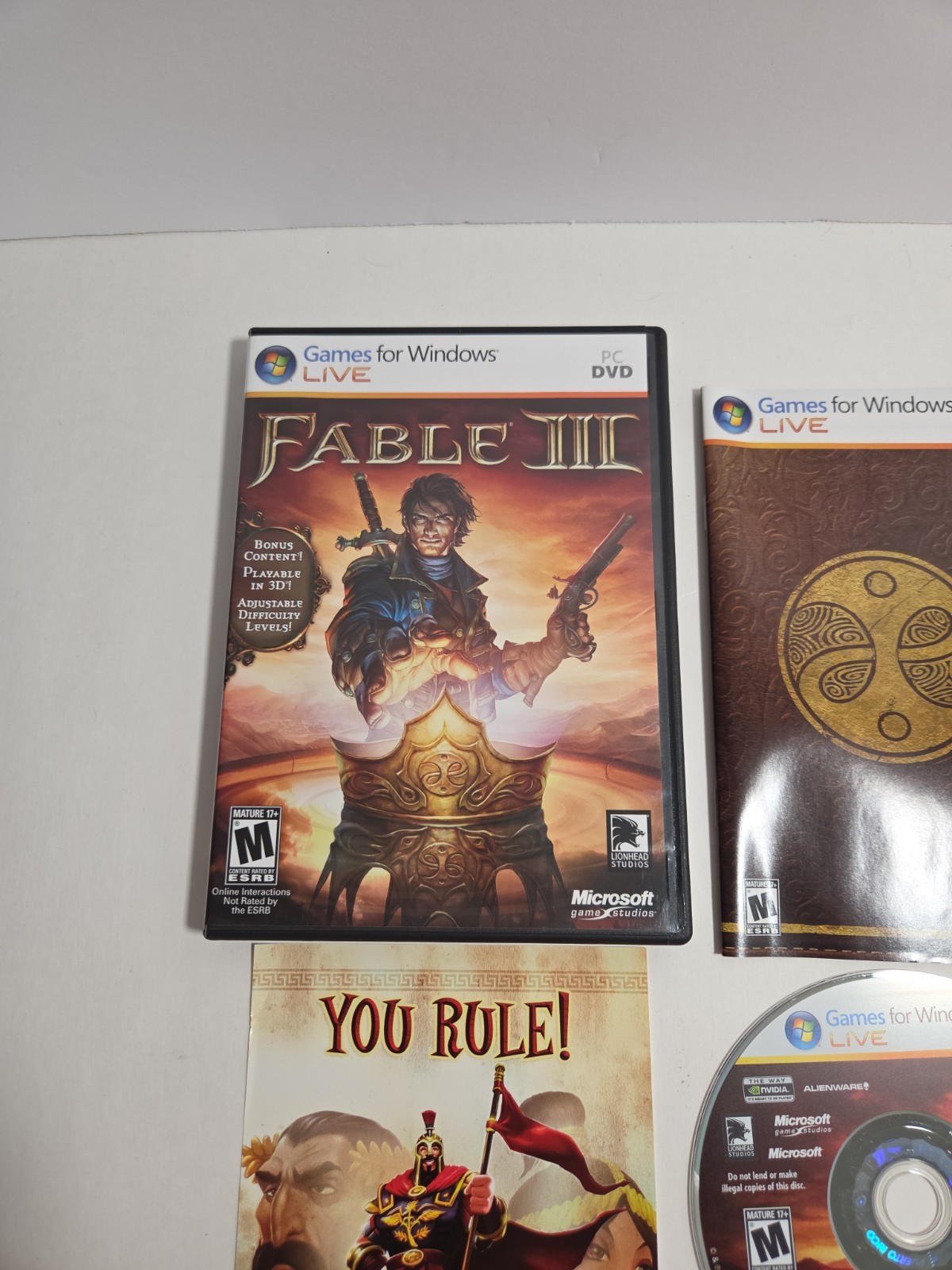Fable III Microsoft Game Studios PC DVD For Windows Product Key Usage Unknown