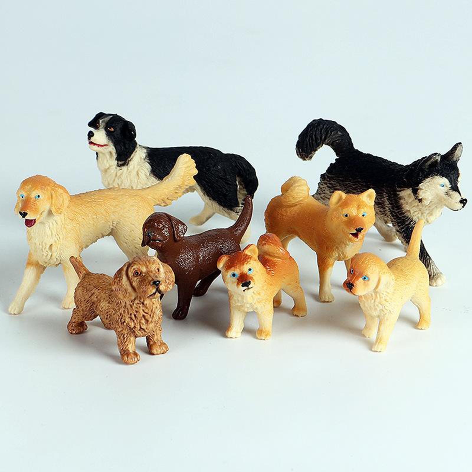 8pcs/kit Simulated Dog Model Decor Toy Miniature Dollhouse Decor Cake Topper