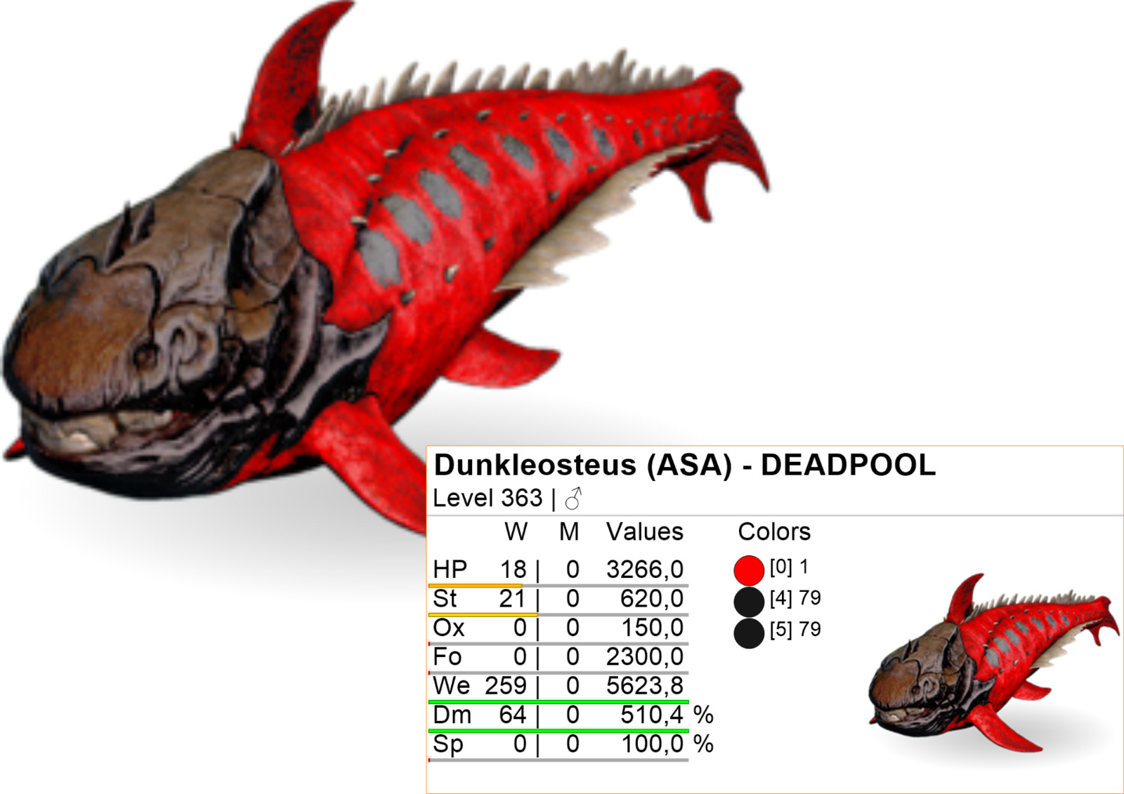 Dunkleosteus TOP STATS Ark Survival Ascended Official PVE