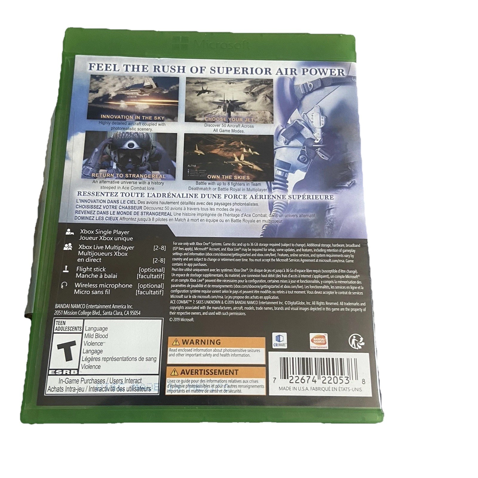 Ace Combat 7: Skies Unknown Xbox One Video Game Airplane No Manual Excellent