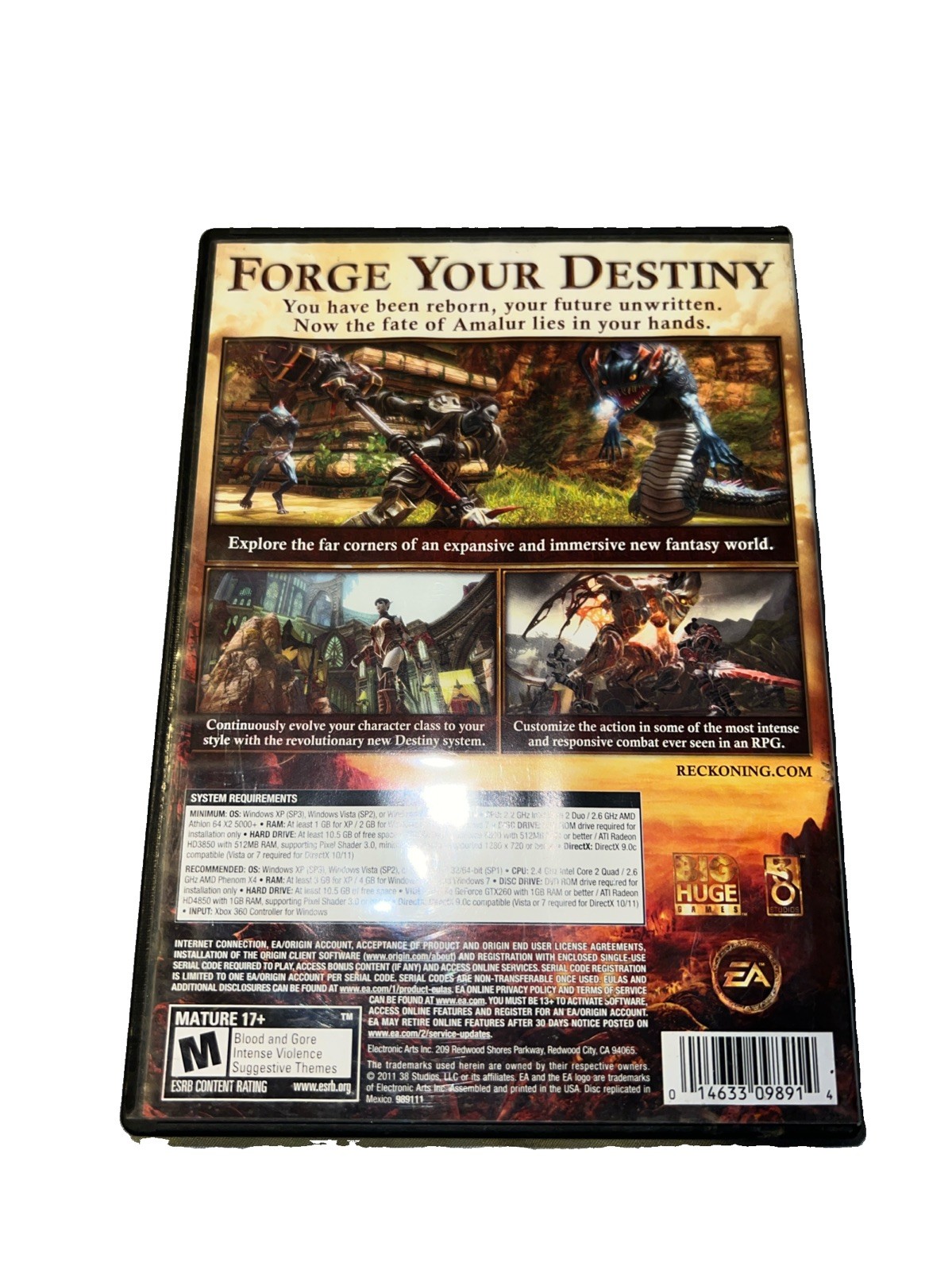Kingdoms Of Amalur: RECKONING – PC DVD-ROM EA Used in Case NO manual Rated M