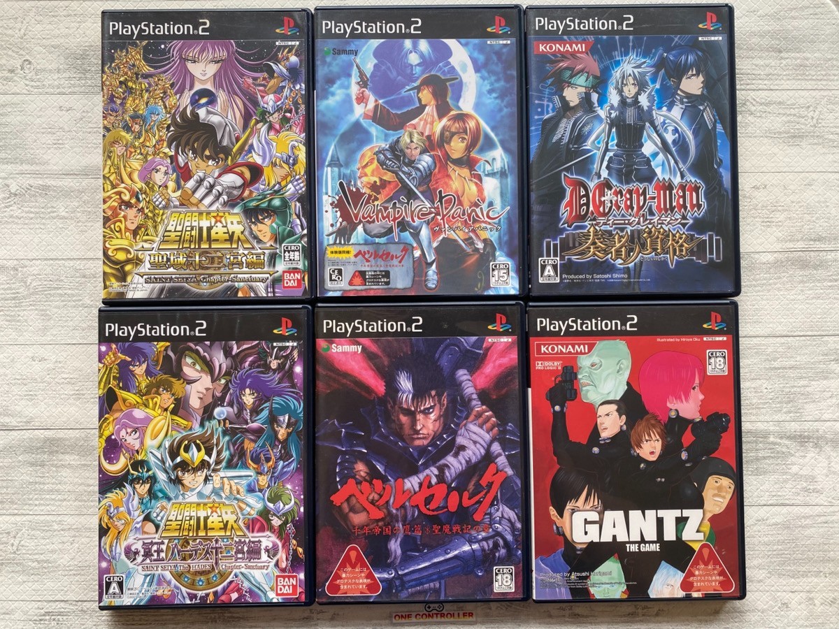 SONY PS2 Saint Seiya & Vampire Panic & Berserk & D.Gray-man & Gantz from Japan