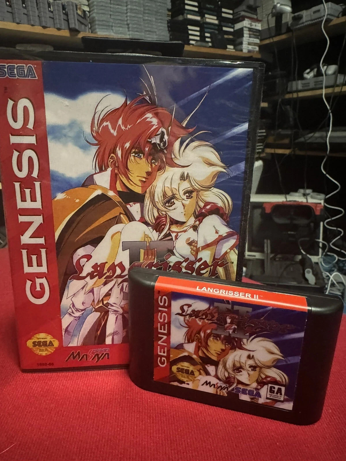 Sega Genesis Langrisser, game, box. Professional label