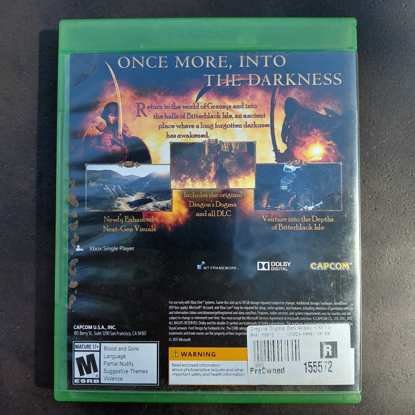 Dragon’s Dogma Dark Arisen Xbox One W/ Case Used