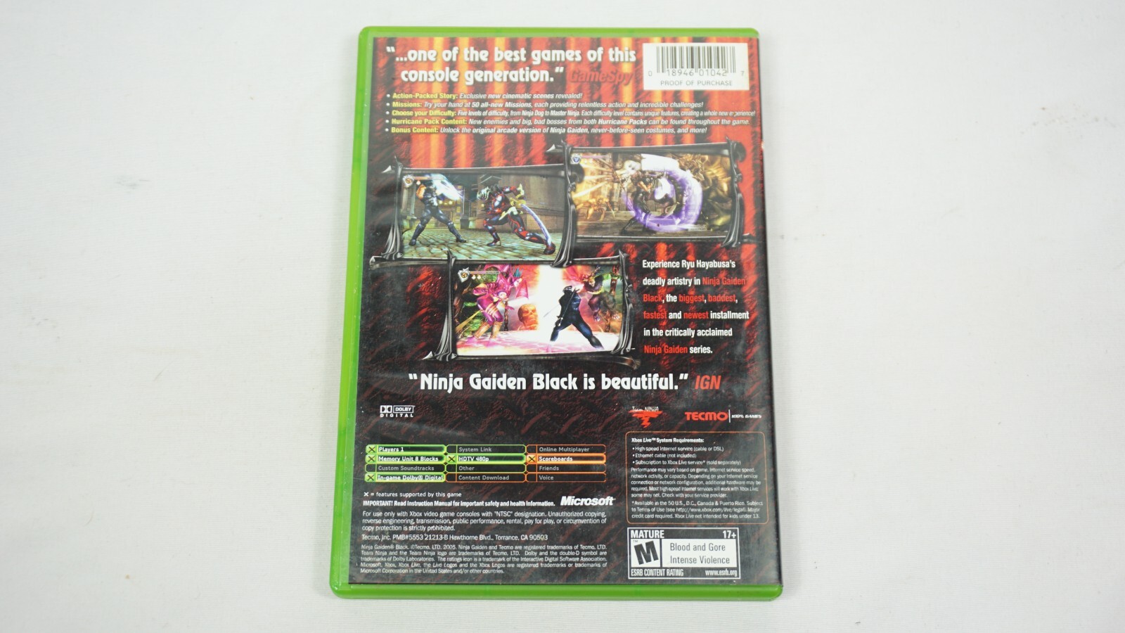 Ninja Gaiden Black Xbox CIB 2005 Microsoft Xbox Original Game Complete + Manual
